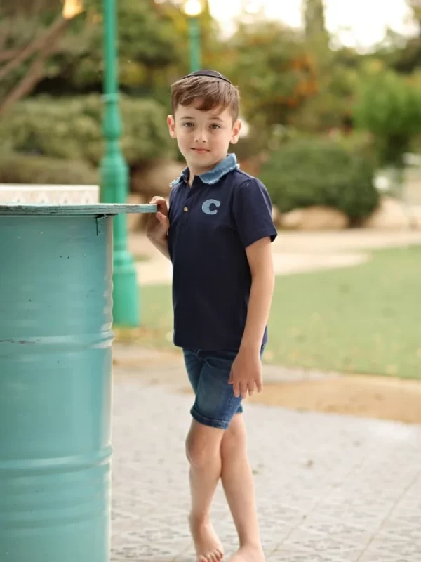 ⁦חולצת פולו לבן שרוול קצר⁩ – תמונה ⁦3⁩